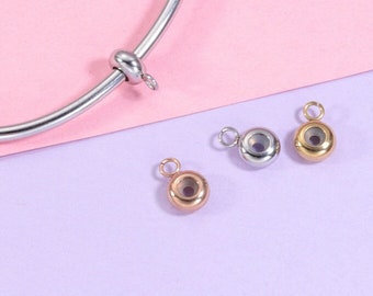 5 Stück 8mm Gummi Stopper Perlen Charm mit Biegering Schiebe Edelstahl Silikon gefüllt Spacer Rondelle Perlen, passen 2,5 mm bis 3,2 mm Armband