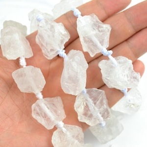 Natural Rock Crystal Nugget Beads Center Drilled Raw Rough Clear Quartz Stone Beads Organic Shape