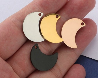 5Pcs Moon Pendant Stainless Steel Crescent Charms for DIY Necklace 18K Gold Plated or Silver Tone Bracelet Tiny Jewelry Charm