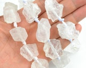 Natural Rock Crystal Nugget Beads Center Drilled Raw Rough Clear Quartz Stone Beads Organic Shape