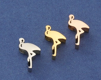 5pcs Stainless Steel Crane Beads Charm Heron Charm Bead Long legs Bird Pendant Little Beads for Jewelry Making Accessories Supplies Findings