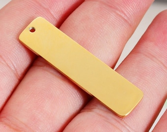 10Pcs 10x14mm Rectangle Stainless Steel Blank Stamping Tag Charms Flat Mirror Dog Tag with Hole Geometry Jewelry Making Pendants