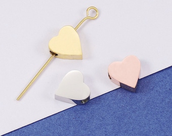 5Pcs 8mm Heart Bead Stainless Steel Heart Beads Metal Loose Spacer Beads For DIY Lover Bracelets Necklaces Jewelry Making