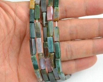 Naturliga mossagat kubpärlor kubformade pärlor 15 tum sträng fyrkantig pärla för armband halsband gör-det-själv