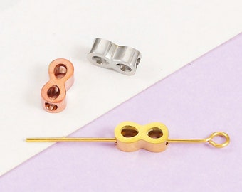 5Pcs Highly Polished Infinity Sign Beads Gold Plated Stainless Steel 8 Chokers Pendant Beads for Necklace Bracelet DIY