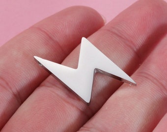 Stainless Steel Lightning Bolt Charm - DIY Jewelry (30mm)
