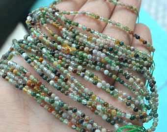 Tiny Natural Indian Agate Stone Beads Small 2mm 3mm Gemstone Smooth Beads Round Stone Loose Beads for bracelet necklace DIY 15 inch Strand