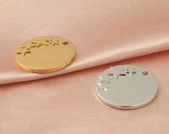 20mm Round Stainless Steel Emboss five-pointed star Discs Charm Cameo Style Slice Pendant Mirror Polished DIY Necklace,Bracelet, Earrings
