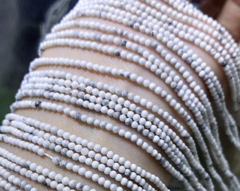 Superfine White Howlite Beads Tiny 2mm 3mm Gemstone Beads Round Loose Beads for bracelet necklace DIY 15 inch Strand