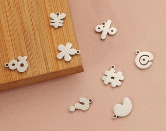 5pcs Stainless Steel Symbol ? * & # % @ , Sign Special Characters Pendant Charms for Necklace Bracelet DIY Jewelry Making Supply