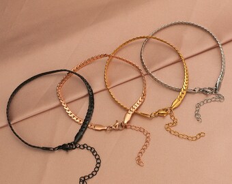 5Pcs 6.7inch Stainless Steel Bracelet Serpentine Chain with 5cm Extended Chain Adjustable for DIY Jewelry Making with Lobster Lock