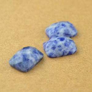 3 Stück Natürliche Blaue Sodalith Facettierte Cabochons Cabochons Stein Rechteck Rechteckige Form 12x16mm