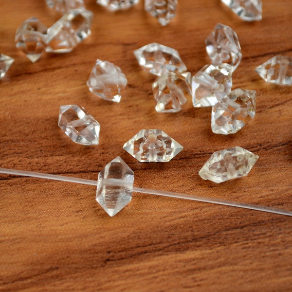 10 Pcs Center Drilled Natural Herkimer Diamond Genuine Quartz Point Double Terminate 6mm-15mm