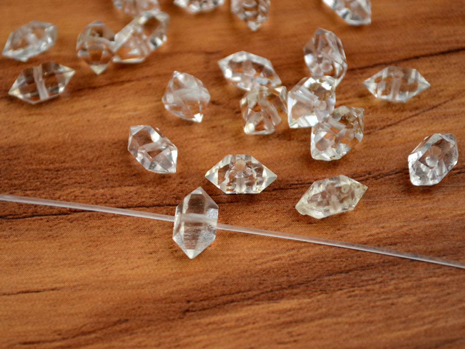 10 Pcs Center Drilled Natural Herkimer Diamond Genuine Quartz Point Double Terminate 6mm-15mm