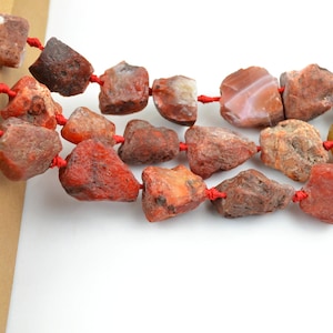 Natürliche rote Achat Stein Chunky Nugget Perlen Mitte gebohrt Roh Roh Edelstein Perlen Organische Form