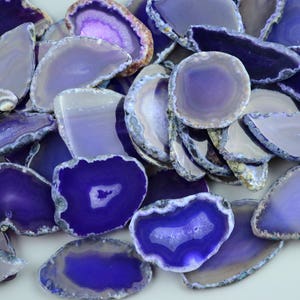 10 peças fatias de ágata laje de pedra - 2 "-3" - para cartões de nome de casamento cartões de visita - roxo