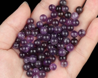 Natural Small Amethyst Ball No Hole Crystal Sphere Gemstone Undrilled Beads Healing Crystal Mini Ball,4mm 6mm 10mm 12mm 14mm 16mm 18mm 20mm