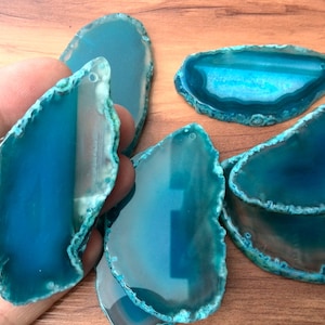 1 Piece Blue Agate Slices Top Drilled For Pendant Random Selection