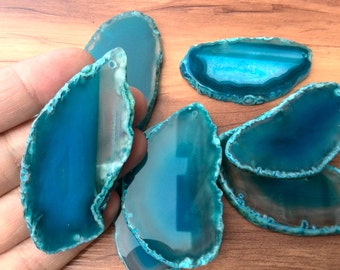 1 Piece Blue Agate Slices Top Drilled For Pendant Random Selection