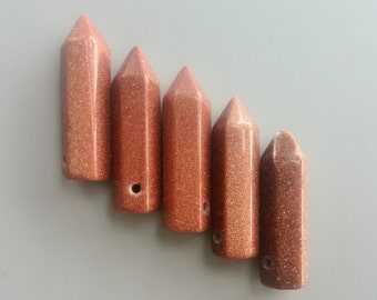 Natural Red Goldstone Point Pendant, Long Faceted Point,Prism Pencil Obelisk Shape,Top Drilled Goldstone Charm Beads 8x30mm Wholesale 1599