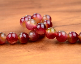 Gröna röda kvartskristallpärlor runda polerade pärlor 15" hel sträng 6 mm 8 mm 10 mm 12 mm valfritt T017