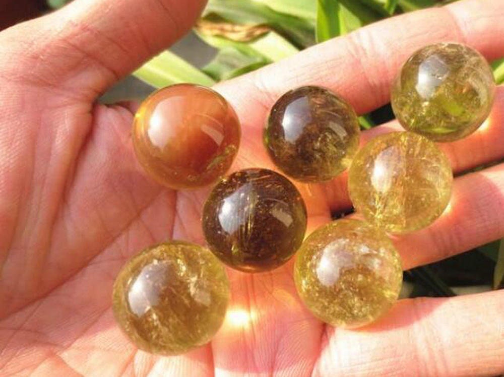Natural Citrine Ball Round Sphere Yellow Crystal Gemstone Undrilled Healing Crystal Ball Size From 15mm to 100mm