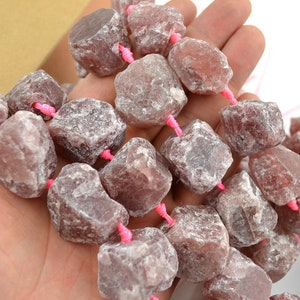 Natural Strawberry Crystal Stone Chunky Nugget Beads Center Drilled Raw Rough  Gemstone Beads Organic Shape