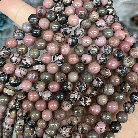 Perline Di Rodonite Nera Per La Creazione Di Gioielli, Pietre - Foto 2