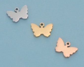 12mm Stainless Steel Butterfly Charms for DIY Necklace Gold Silver Tone Bracelet Pendants Tiny Jewelry Charm