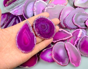 ONE piece Agate Slices Stone Slab - 2"-3" - for Wedding Name Cards Namecards Place Cards - Rose Red