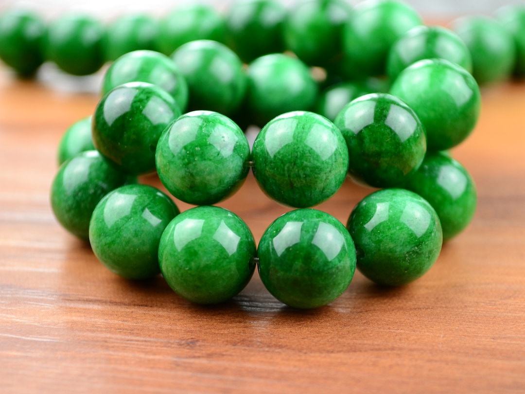 Collier Perles Jade Vert Et Blanc - 3 Brins, 50 Pouces, Pierre Naturelle, Fait Main, Ajustable