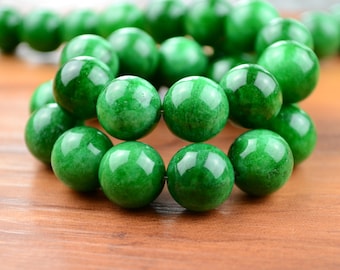 Green Jade Beads Round Bead 15" Full Strand Bead Size 4mm 6mm 8mm 10mm 12mm Optional