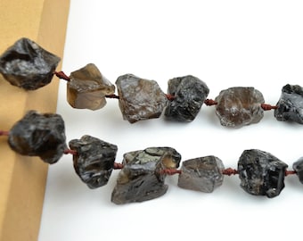 Natural Smoky Quartz Nugget Beads Center Drilled Raw Rough Brown Crystal Stone Beads Organic Shape
