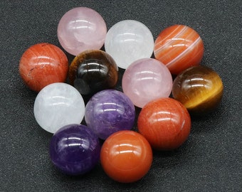 18mm Natural Stone Sphere,No Hole Gem Beads,Small Ball Gemstone Undrilled Bead, Healing Crystal Mini Ball,Multiple Colors Wholesale