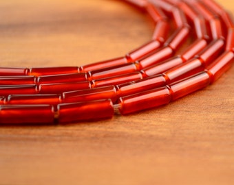 Red Agate Tube Beads Cylinder 4x13mm Stone Beads 15 Inch Strand