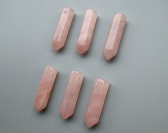 Natural Pink Rose Quartz, Long Faceted Point, Pencil Obelisk Shape,Rough Loose Crystal,Top Drilled Beads 8x30mm Wholesale 0429