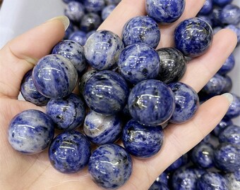 10mm - 20mm Natural Blue Sodalite Sphere , No Hole Stone Small Ball , Gemstone Undrilled Beads Healing Crystal Mini Ball, 12mm 14mm 16mm
