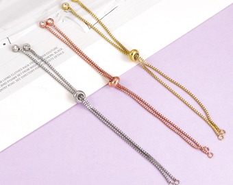 5Pcs 4.5 inch Stainless Steel Bracelet Chain Adjustable Slider with Rubber Stoper Bead Ball Ends for DIY Jewelry Making