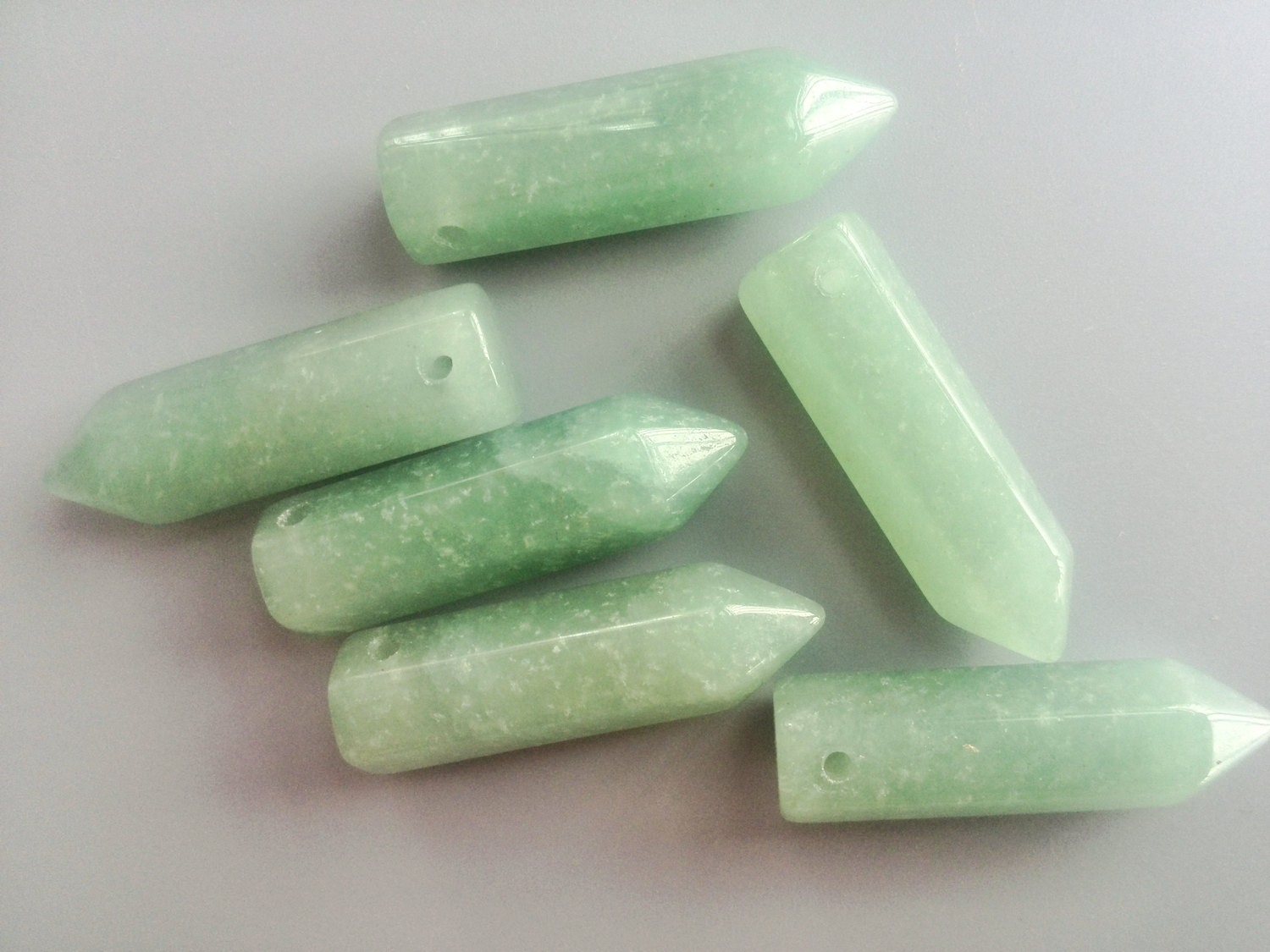 Natural Green Aventurine Quartz Bullet Faceted Point Hexagonal
