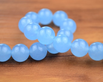 Blue Chalcedony Beads Round Bead 15" Full Strand  Bead Size 6mm 8mm 10mm 12mm 14mm Optional