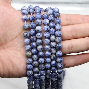 Natuurlijke blauwe vlek jaspis kralen echte edelsteen ronde losse kralen voor het maken van sieraden Maatopties 4 mm 6 mm 8 mm 12 mm Bulk groothandel veel