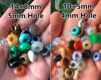 10mm 12mm 14mm Natürliche Edelstein Rondelle Perlen Großes Loch Kristall Spacer Perlen 4mm 5mm Loch für DIY Schmuckherstellung Rad Donut Perlen