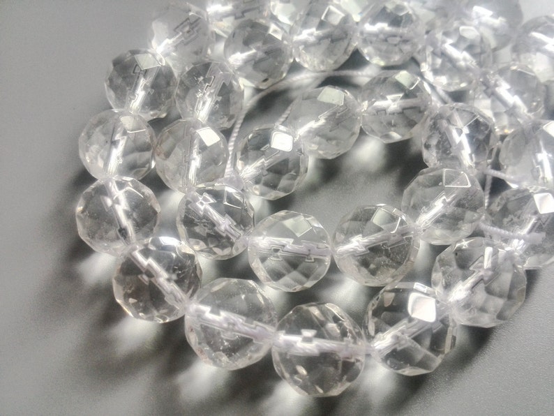 Faceted Rock Crystal Quartz Beads Round Clare Crystal Faceted - Etsy