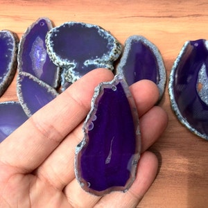 1 Piece Purple Agate Slices Top Drilled For Pendant Random Selection