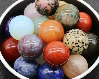 20 mm Natursteinkugel, keine Loch-Edelsteinperlen, kleine Kugel Edelstein ungebohrte Perle, Mini-Heilkristallkugel, mehrere Farben Großhandel