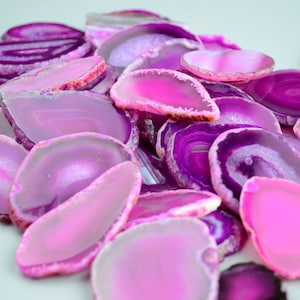 10 peças fatias de ágata laje de pedra - 2 "-3" - para cartões de nome de casamento cartões de visita - rosa vermelha
