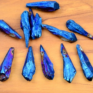 5 STUKS Topgeboorde ruwe Mystic Titanium Coated Druzy Crystal Point Drop Beads 0399