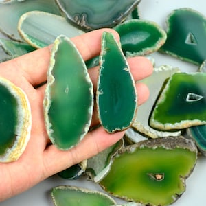 Laje de pedra de fatias de ágata de uma peça - 2"-3" - para cartões de nome de casamento Cartões de visita - Verde