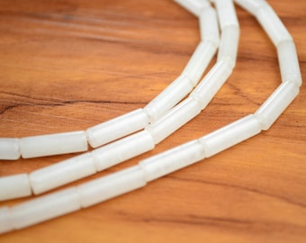 Natural White Jade Tube Beads Cylinder 13mm Gemstone Beads 1689