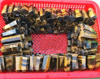 Tiger Eye Tower Point Tiger's Eye Stone Point Wand Obelisk Crystal Generator Tower for Reiki Healing Crystals Crystal Grids